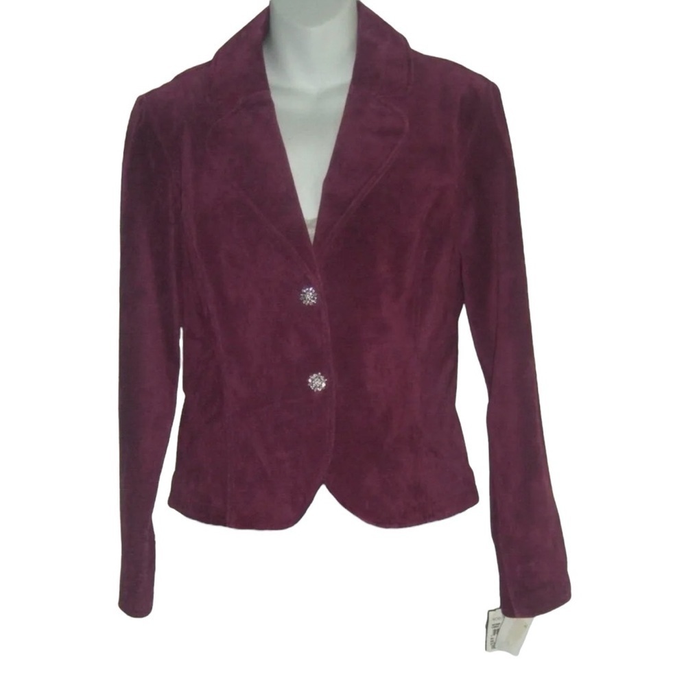 Live A Little Blazer Rhinestone Buttons Suede Jacket Coquette McBling PL y2k 00s